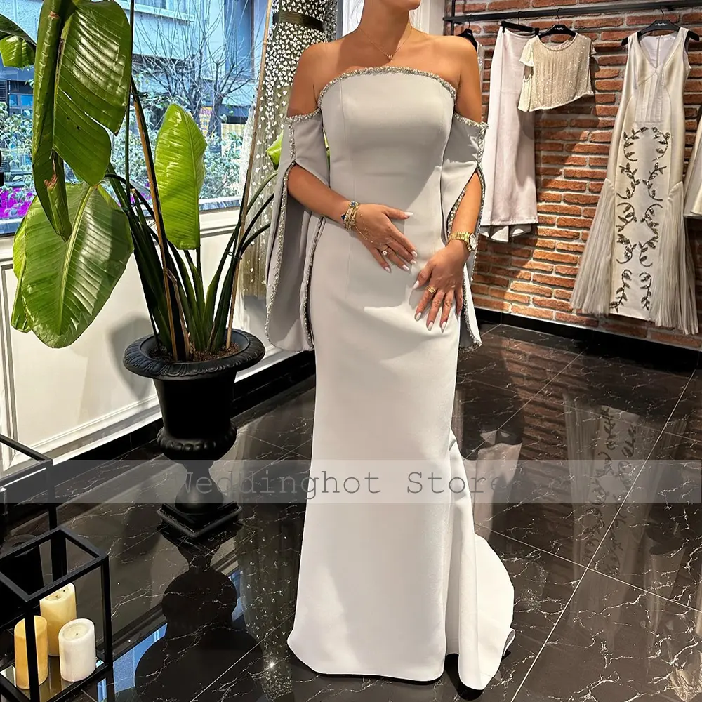 Luxury Evening Dresses for Women Beading Off the Shoulder Saudi Arabian Evening Gowns Long Mermaid/Trumpet Formal Party Dress
