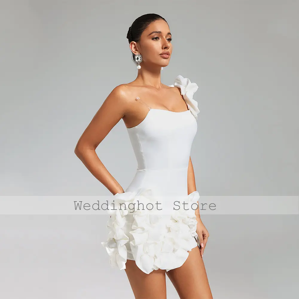Mini Homecoming Dress Ivory Ruffle One Shoulder Sheath/Column Homecoming Gowns for Women 2025 Sleeveless Modern Party Dresses