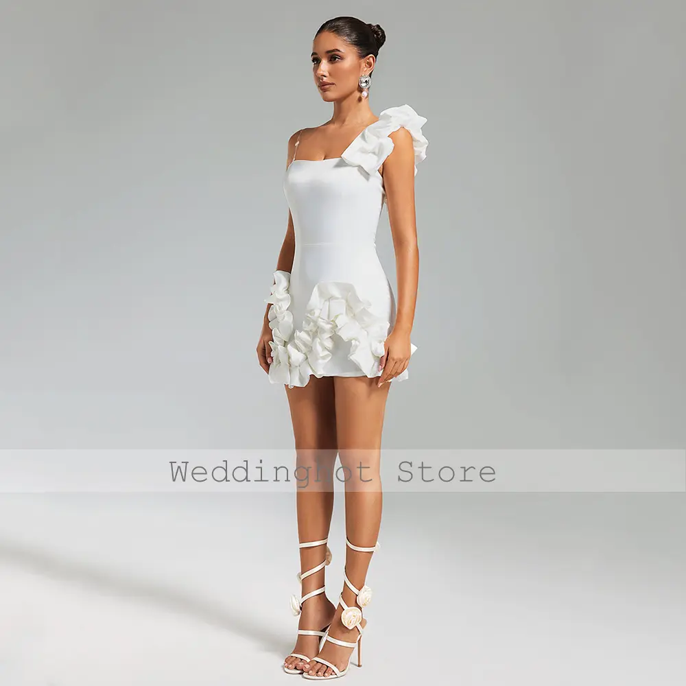 Mini Homecoming Dress Ivory Ruffle One Shoulder Sheath/Column Homecoming Gowns for Women 2025 Sleeveless Modern Party Dresses
