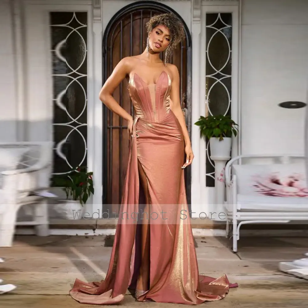 Luxury Sexy Evening Dresses Satin Draped Pleat Valentine's Day Trumpet Sweetheart Gowns for Women2024Bride Bespoke Occasion Gown