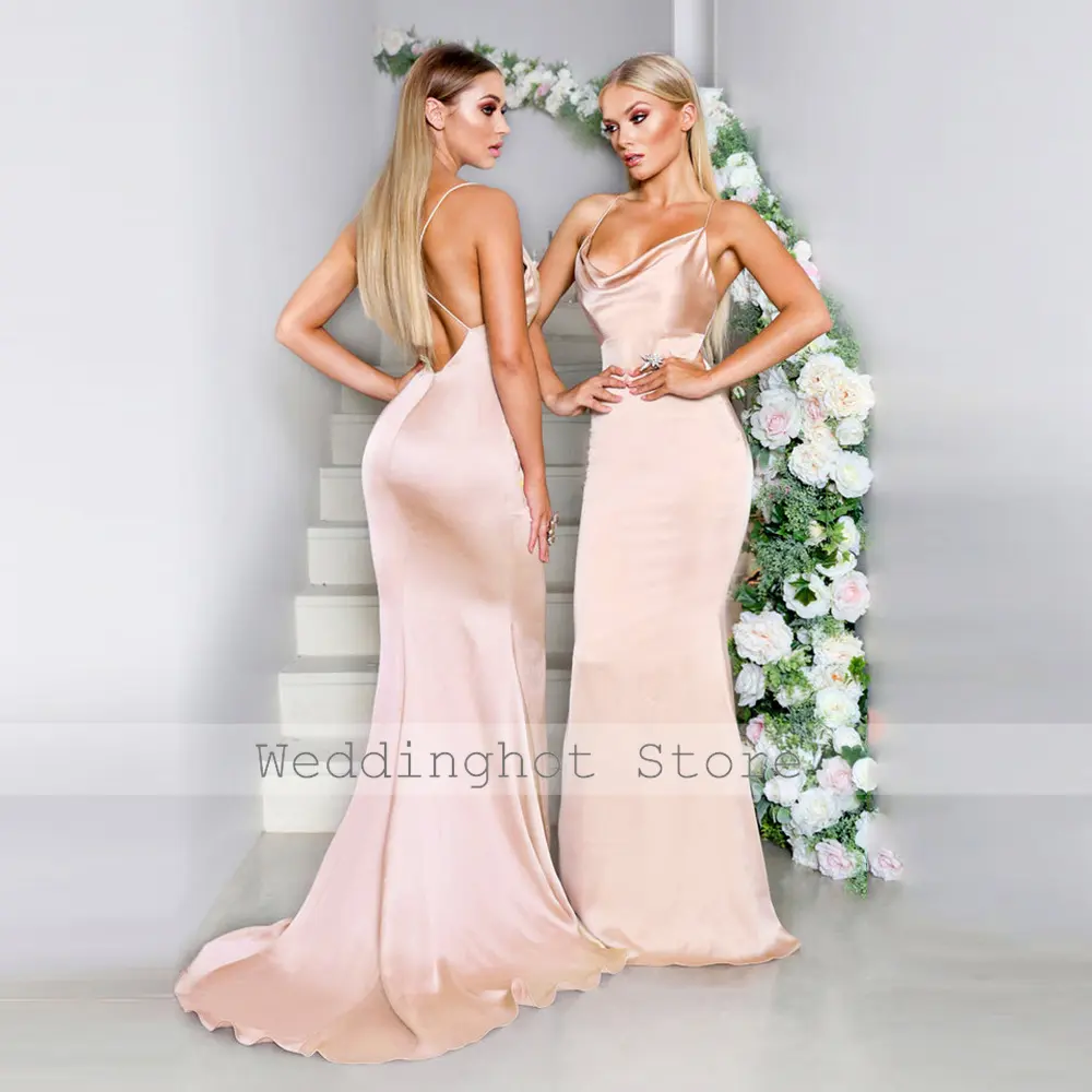 Sexy Evening Dresses Simple Satin Criss-Cross Evening Mermaid Spaghetti strap Bespoke Occasion Gown Dresses Long 2024