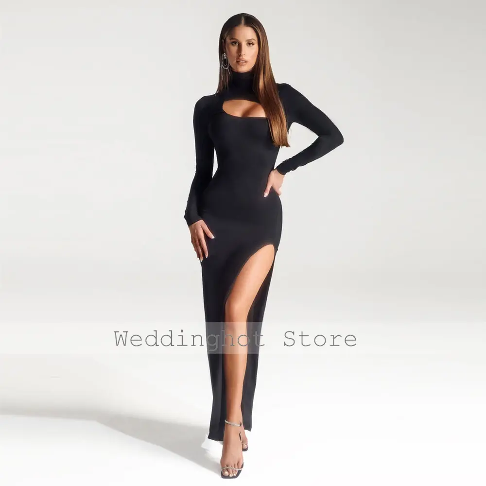 Simple Women's Evening Gowns Charmeuse Christmas Sheath High Collar Bespoke Occasion Gown Dresses Long Gowns for Women2024 Bride