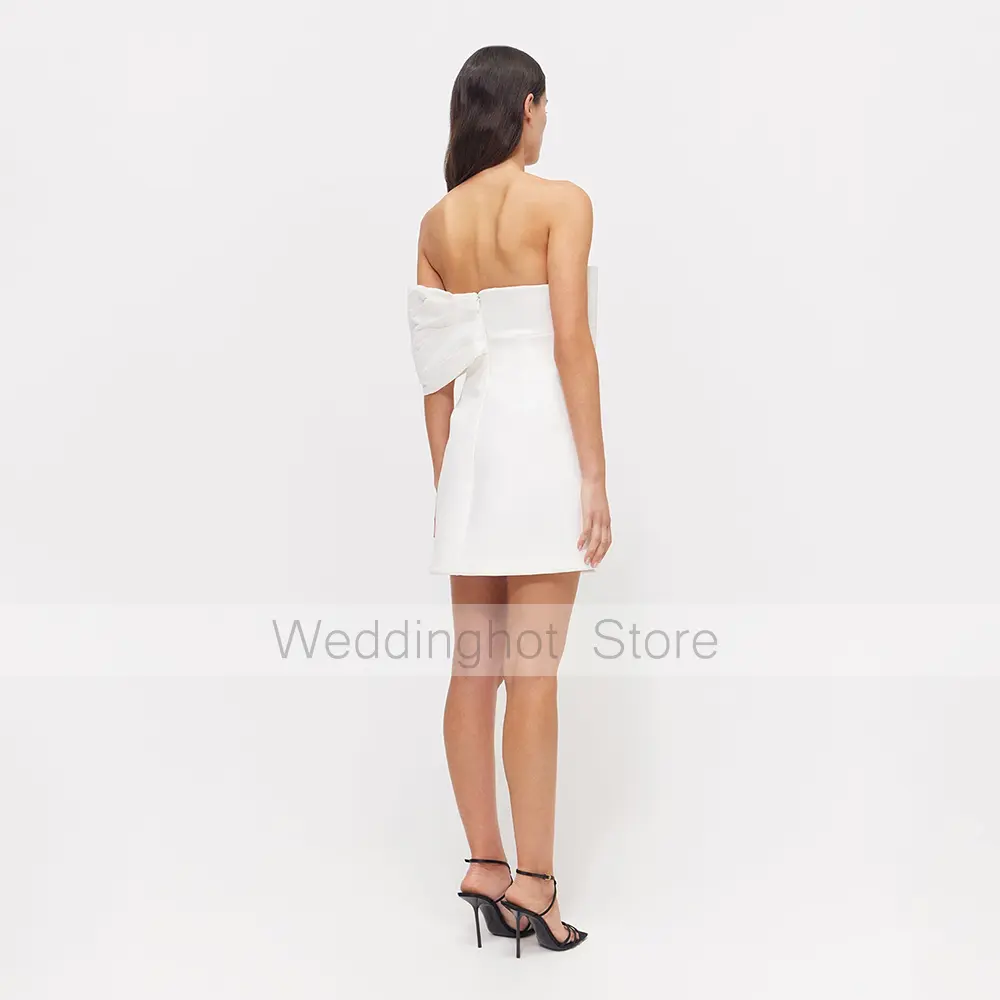 Mini Cocktail Dress 2025 Strapless Big Bow Off the Shoulder A Line Short Cocktail Gowns for Women Sleeveless Backless Party Gown
