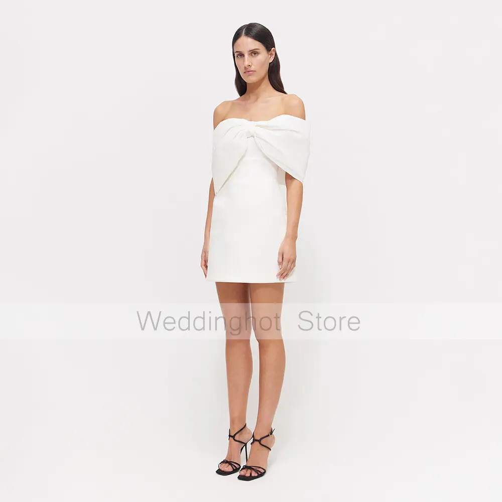 Mini Cocktail Dress 2025 Strapless Big Bow Off the Shoulder A Line Short Cocktail Gowns for Women Sleeveless Backless Party Gown