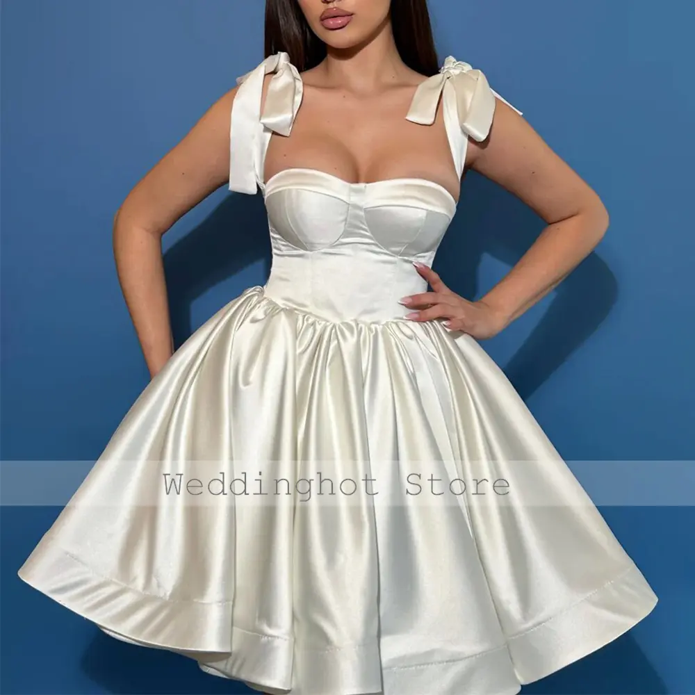 Elegant Sexy Cocktail Dresses Short skirt Satin Bow Ruched Pleat Quinceanera A-line Sweetheart Bespoke Occasion Gown Gowns 2024