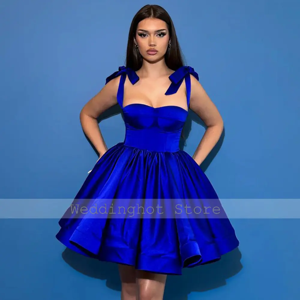 Elegant Sexy Cocktail Dresses Short skirt Satin Bow Ruched Pleat Quinceanera A-line Sweetheart Bespoke Occasion Gown Gowns 2024