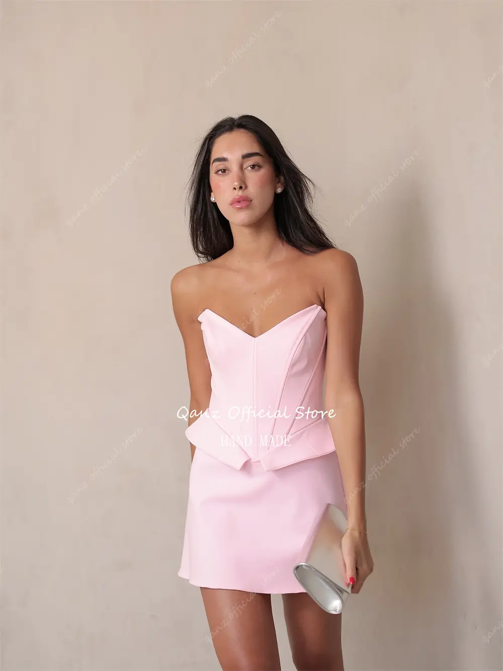 Qanz Modern Black Short Prm Dresses Above Knee Sleeveless Cocktail Dress Corset Back Vestidos De Boda Para Fiestas Customized