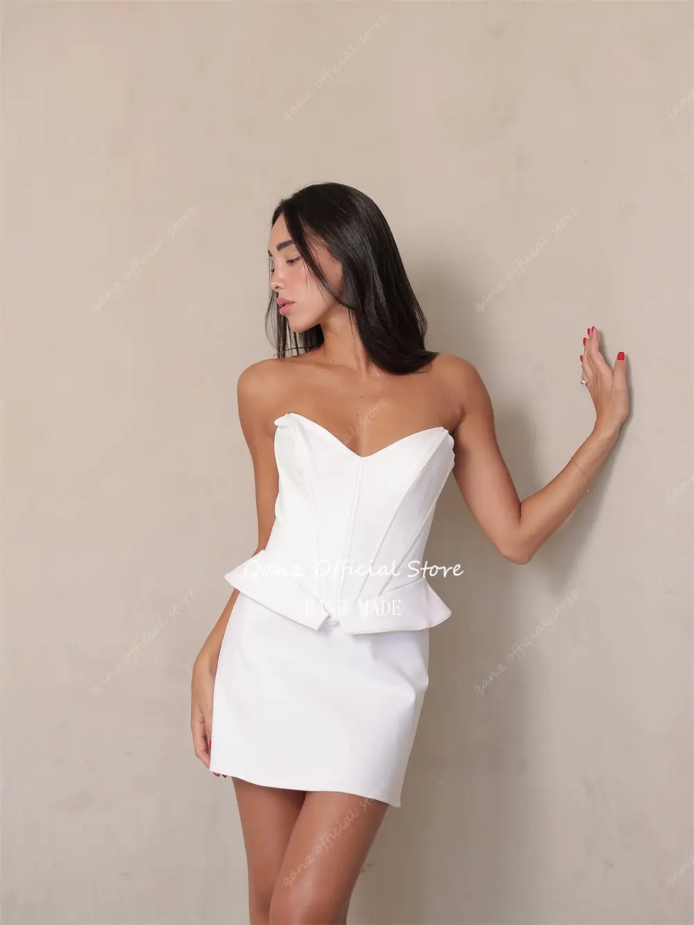 Qanz Modern Black Short Prm Dresses Above Knee Sleeveless Cocktail Dress Corset Back Vestidos De Boda Para Fiestas Customized