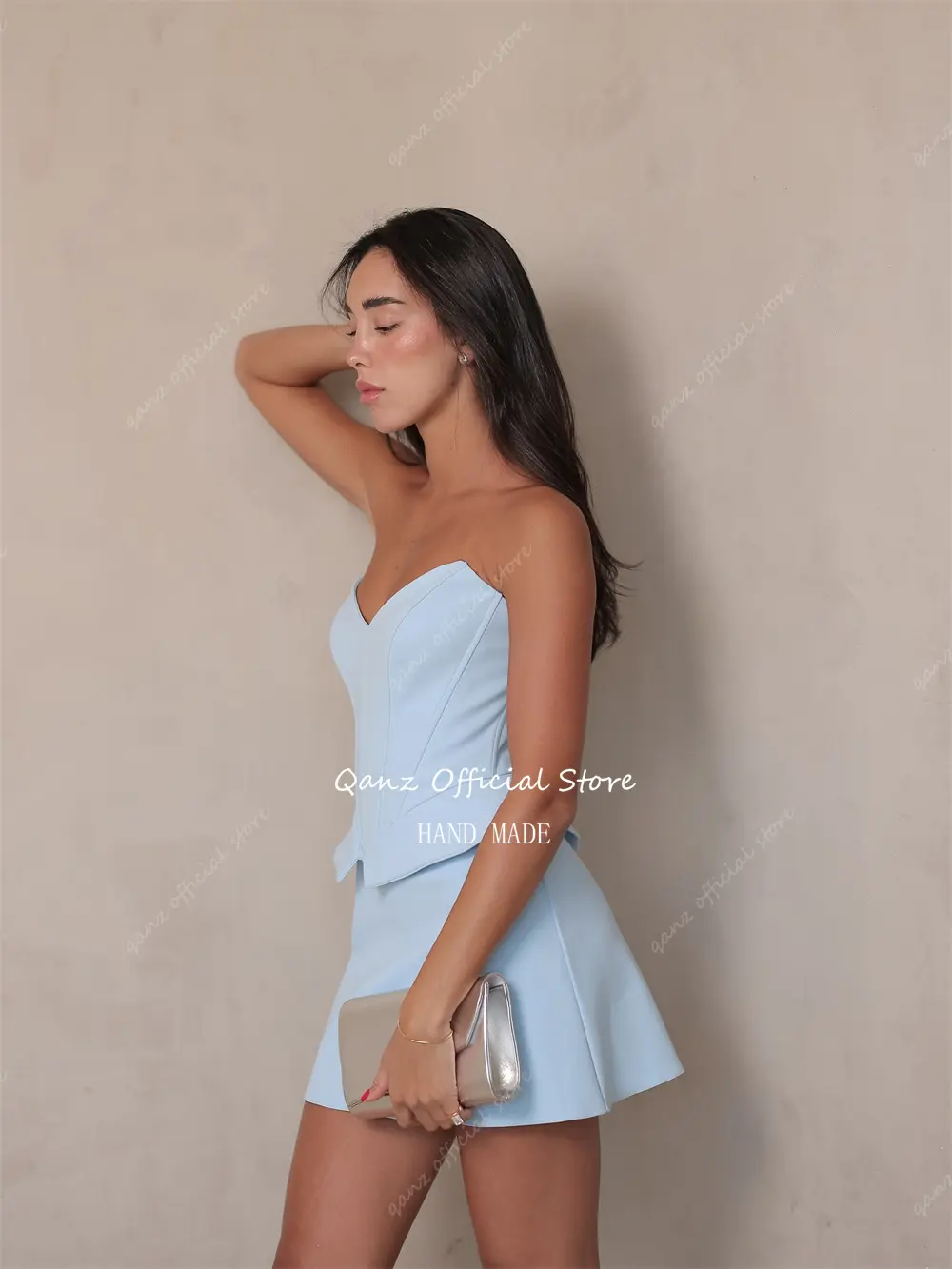 Qanz Modern Black Short Prm Dresses Above Knee Sleeveless Cocktail Dress Corset Back Vestidos De Boda Para Fiestas Customized