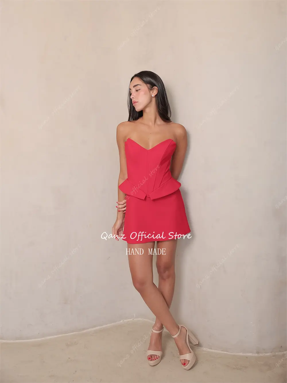 Qanz Modern Black Short Prm Dresses Above Knee Sleeveless Cocktail Dress Corset Back Vestidos De Boda Para Fiestas Customized