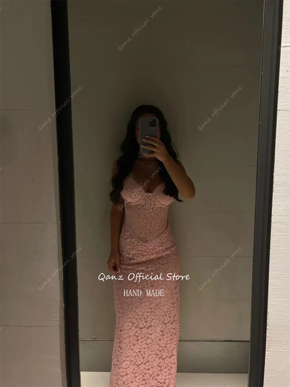 Qanz Elegant Pink Prom Dresses Lace Appliques Sweetheart Mermaid Formal Evening Dress Corset Back Robes De Soirée Customized