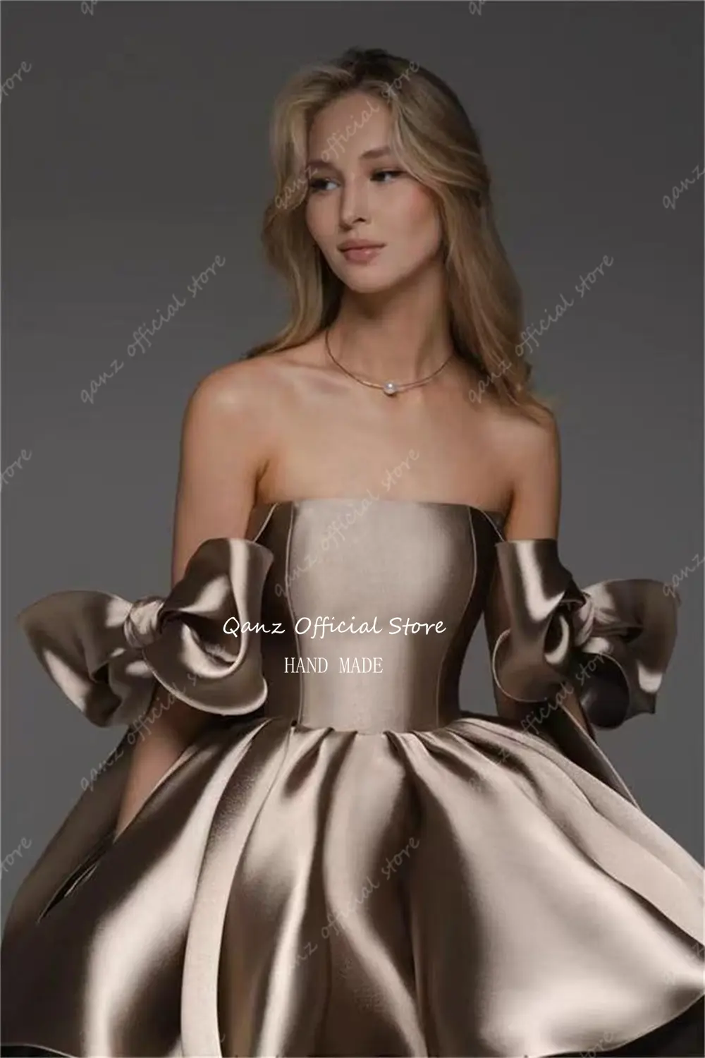 Qanz Short A line Homecoming Dresses Bow Straps Satin Vestidos De Fiesta Lace Up Back Sexy Birthday Dress Woman Customized