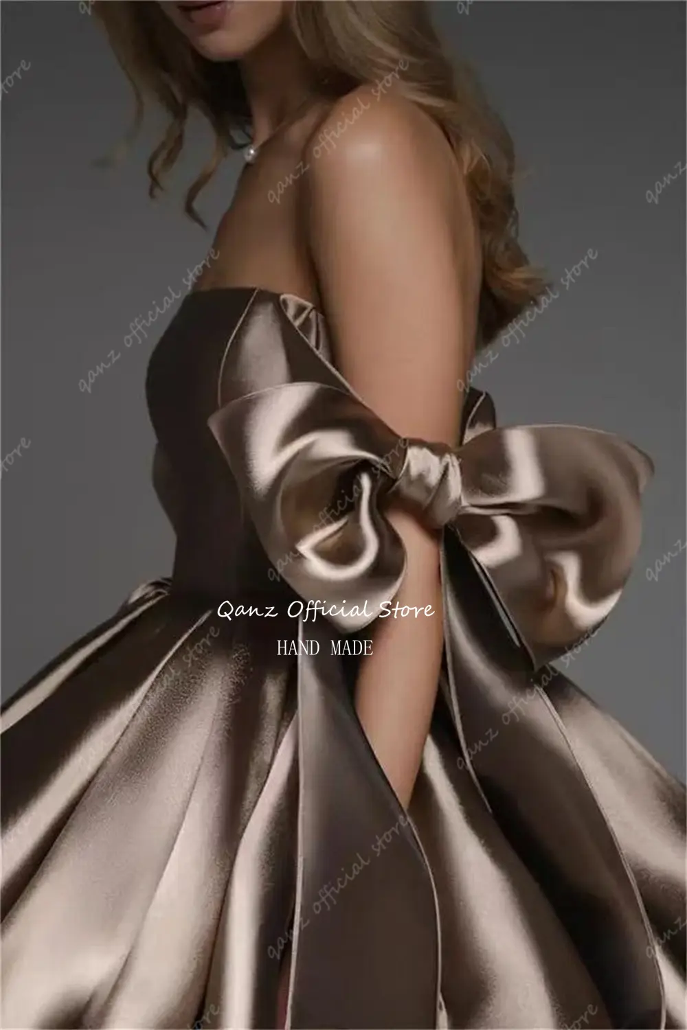 Qanz Short A line Homecoming Dresses Bow Straps Satin Vestidos De Fiesta Lace Up Back Sexy Birthday Dress Woman Customized