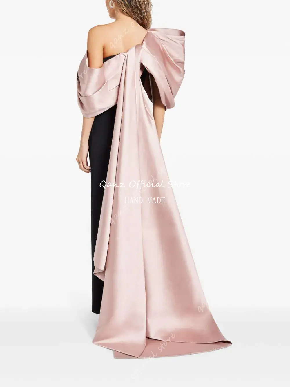 Qanz Dubai Arabia Evening Dress 2024 Luxury Satin Mermaid Formal Occasion Dresses Off Shoulder Vestidos De Fiesta Customized