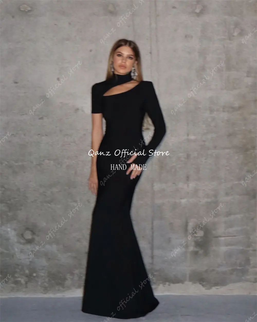 Qanz Modern Black Evening Dresses One Shoulder Satin Mermaid  Dresses 2025 Women Vestidos Para Eventos Especiales Customized