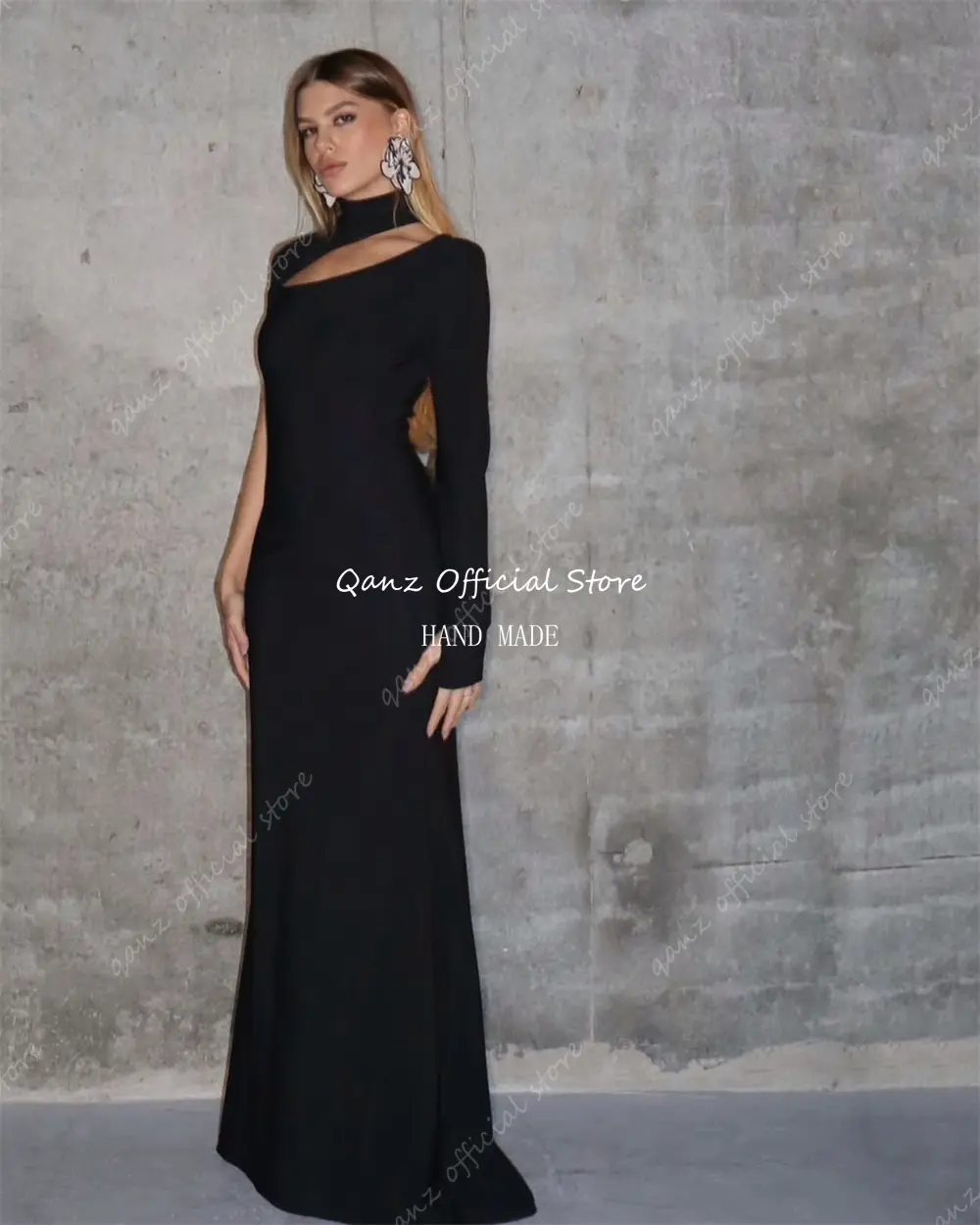 Qanz Modern Black Evening Dresses One Shoulder Satin Mermaid  Dresses 2025 Women Vestidos Para Eventos Especiales Customized