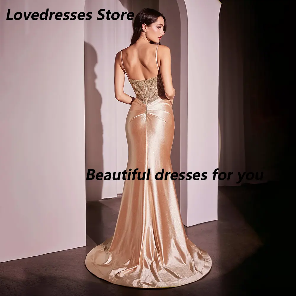 Fuchsia Prom Dress Customized Luxury Spaghetti Strap V Neck Sparkles Bodice Pearl Evening Dress Slit Mermaid Party Dress 2025