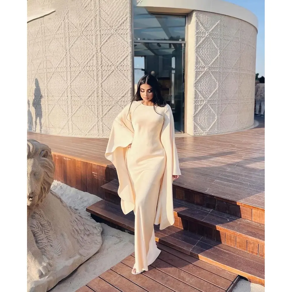 Customized Elegant O-Neck Long Sleeves Party Dresses Woman Mermaid Floor Length Wedding Party Dresses Evening Dresses for Specia