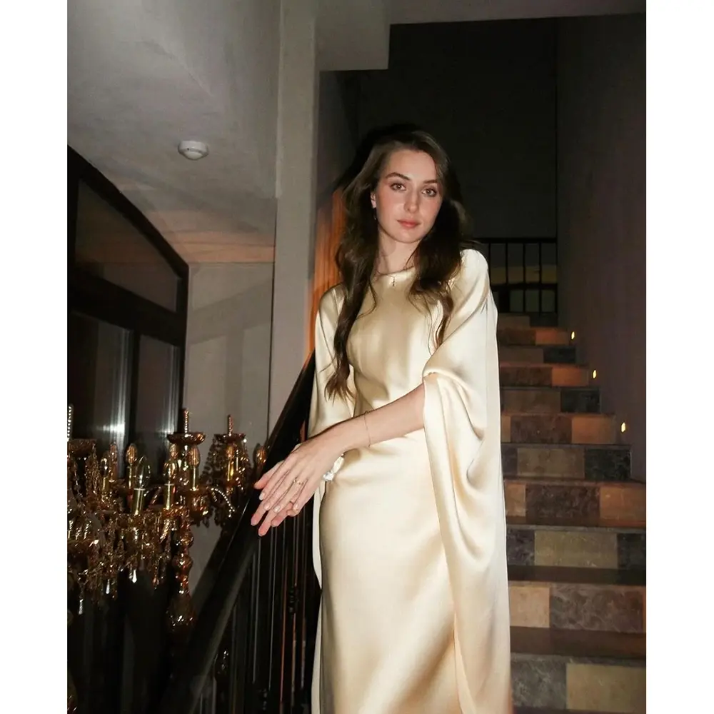 Customized Elegant O-Neck Long Sleeves Party Dresses Woman Mermaid Floor Length Wedding Party Dresses Evening Dresses for Specia