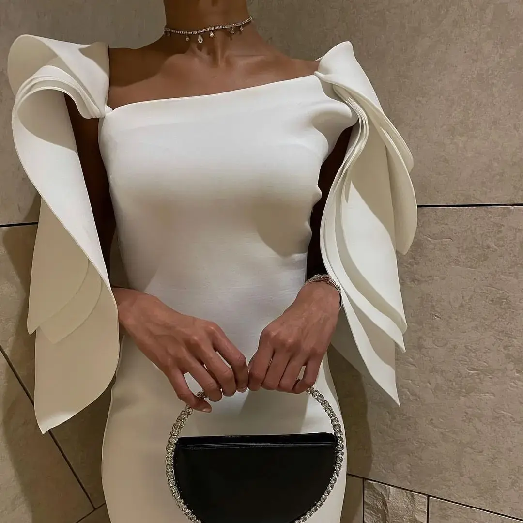 Customized Elegant Knee Length Prom Dresses Simple Straight Short Evening Dresses for Saudi Arabia  Women Special Occasions Part