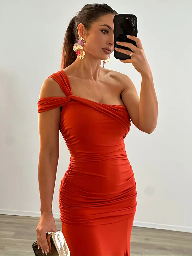 Mozision One Shoulder Backless Sexy Maxi Dress Women Gown Fashion Off-shoulder Sleeveless Bodycon Elegant Long Dresses 2025