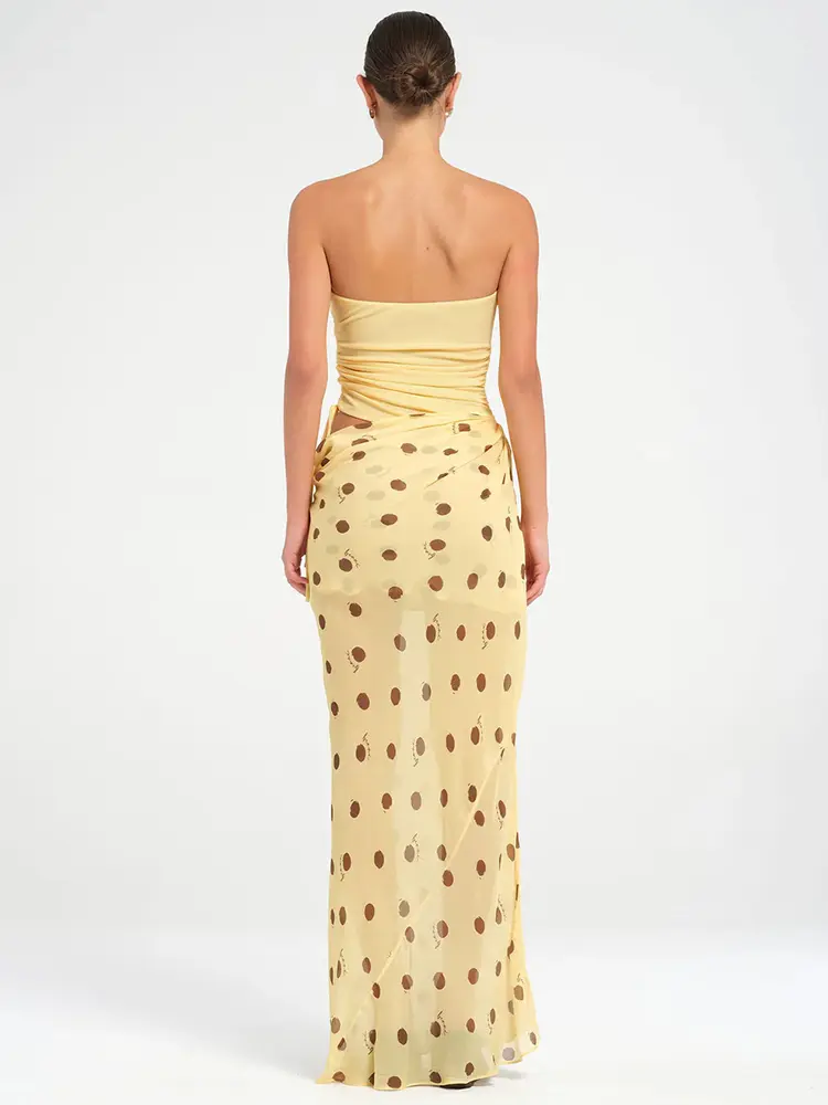 Mozision Patchwork Polka Dot Sexy Maxi Dress Women Gown Summer Fashion Off-shoulder Sleeveless Backless Beach Club Long Dress