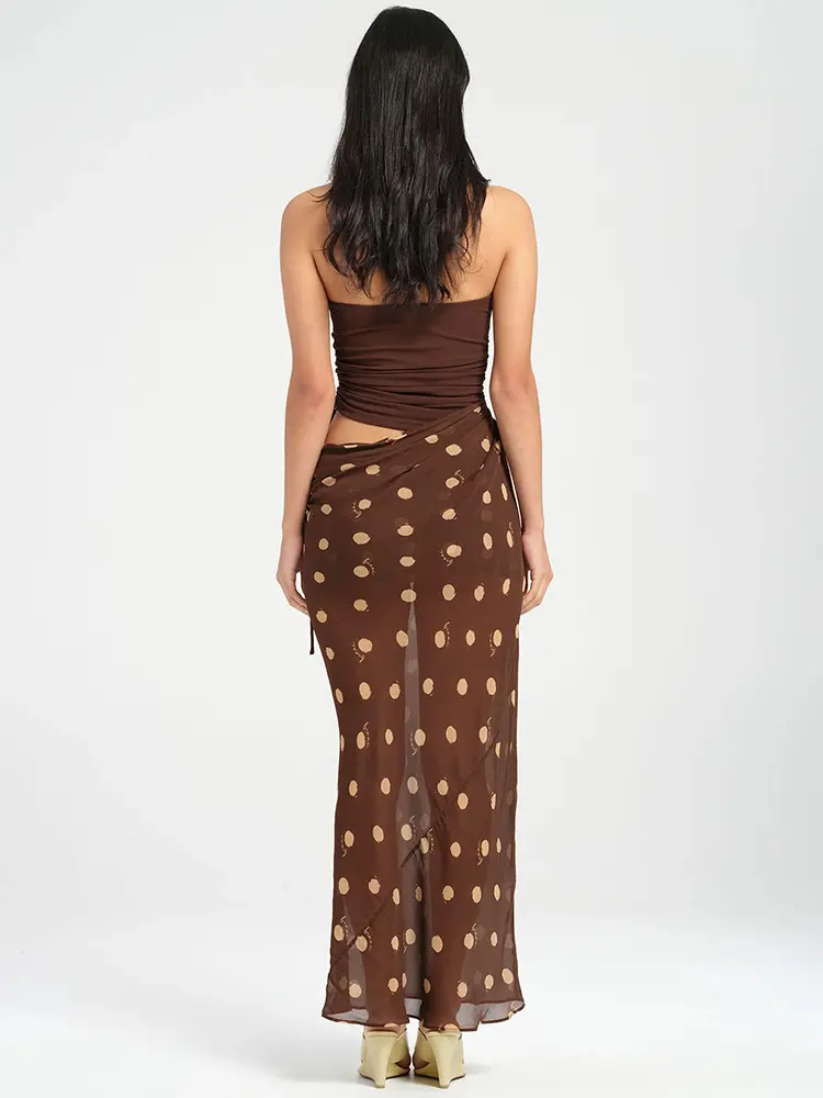 Mozision Patchwork Polka Dot Sexy Maxi Dress Women Gown Summer Fashion Off-shoulder Sleeveless Backless Beach Club Long Dress