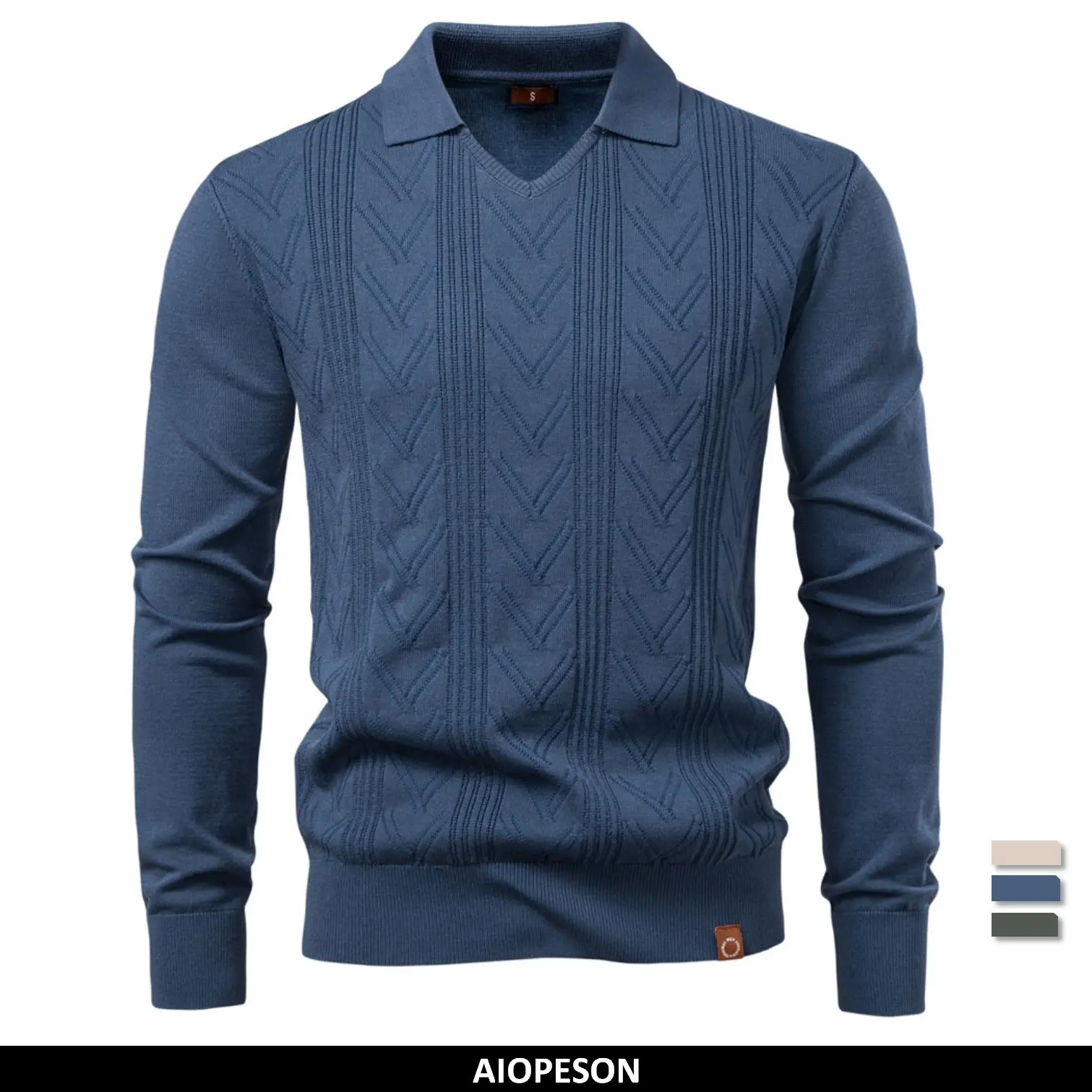 AIOPESON 2025 Modern Henley Polo Men Solid Color Long Sleeve Fashion Forward Cut Luxury Business Social Premium Polos Male