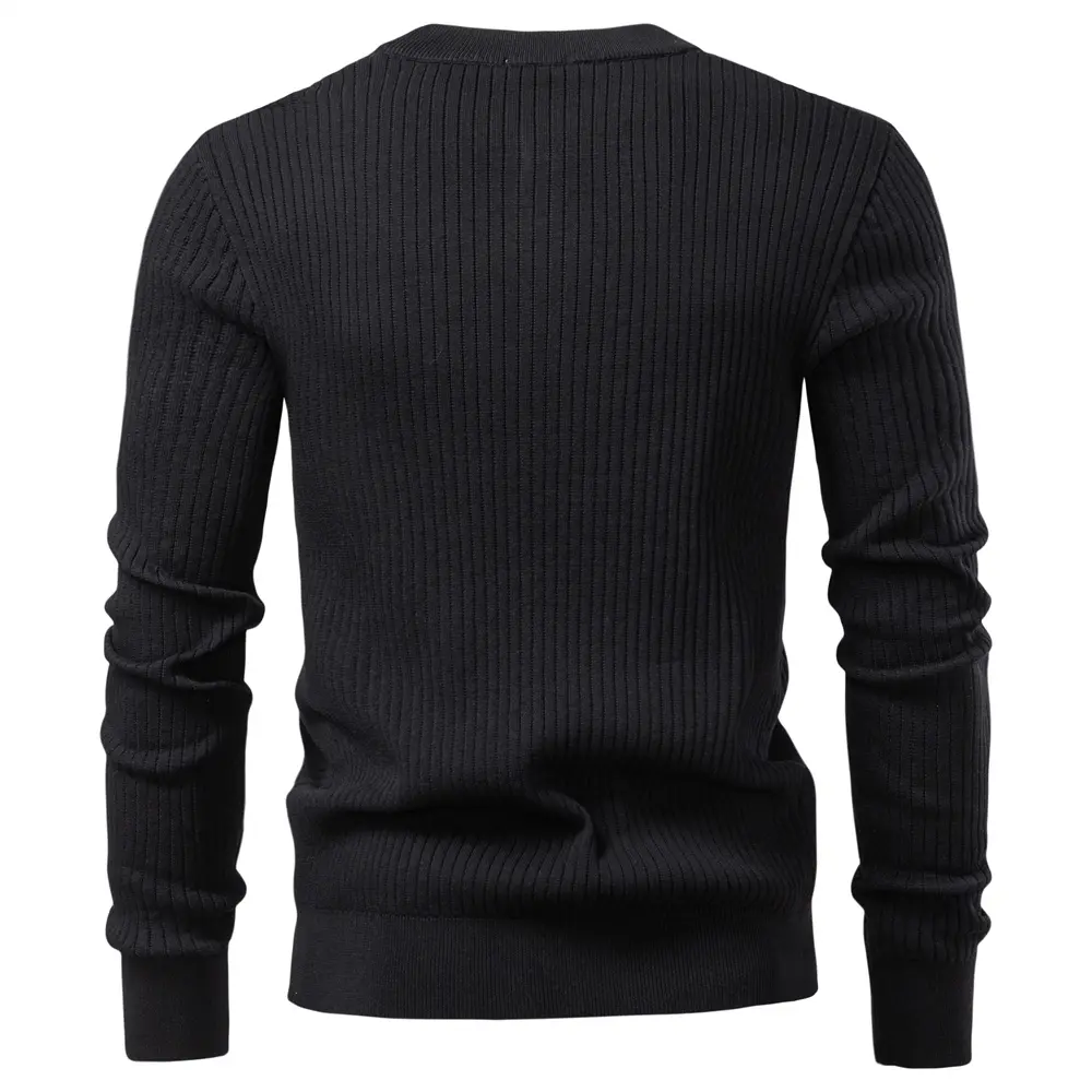 AIOPESON Men's Long sleeve t-shirt fashion knit slim fit polo sweater riibed henry collar tshirt for man