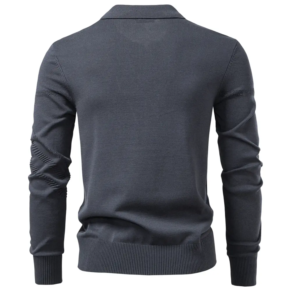 AIOPESON 2025 Autumn Winter Thermal Comfort Mens Polo Shirt Solid Stripe Long Sleeve Slim Fit