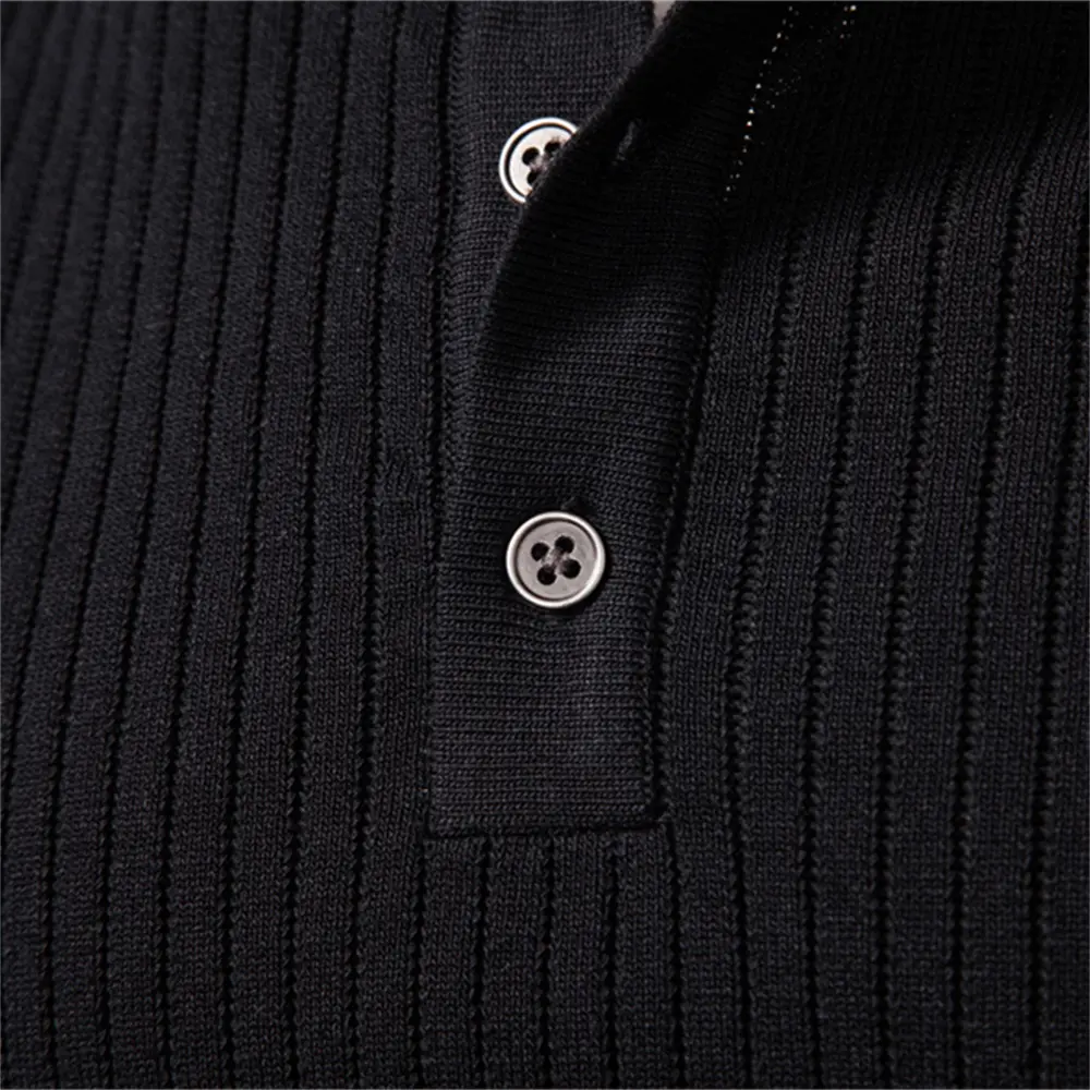 AIOPESON Men's Long sleeve t-shirt fashion knit slim fit polo sweater riibed henry collar tshirt for man