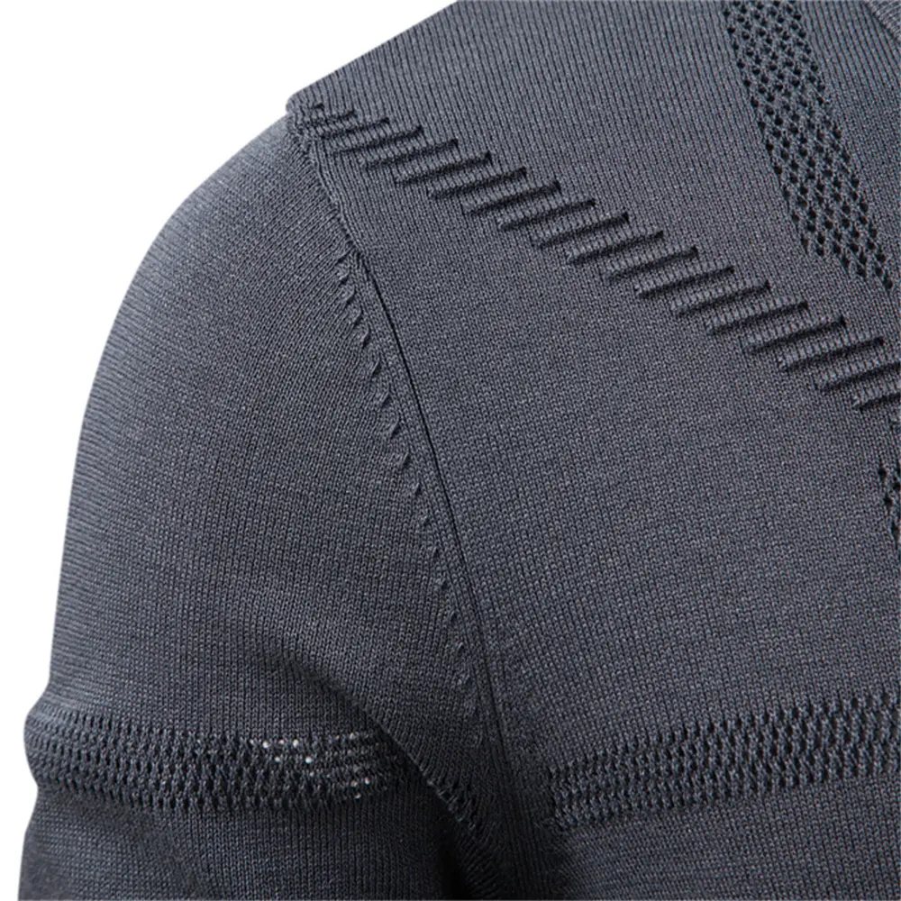 AIOPESON 2025 Autumn Winter Thermal Comfort Mens Polo Shirt Solid Stripe Long Sleeve Slim Fit