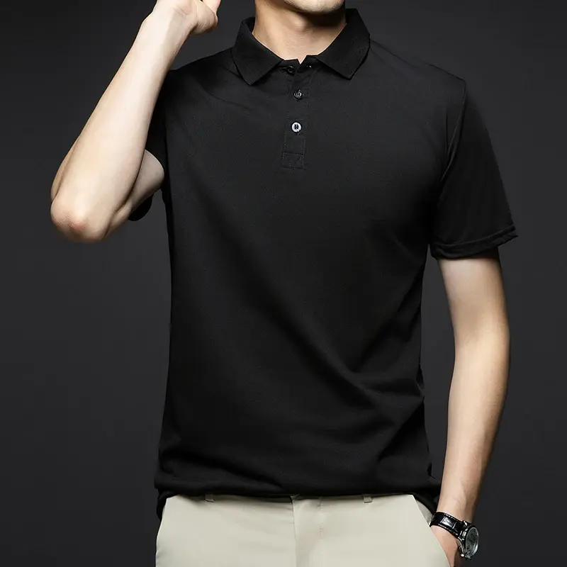 New Men's Fashion Solid Short Sleeved Polo Shirt Summer Breathable Comfortable Top