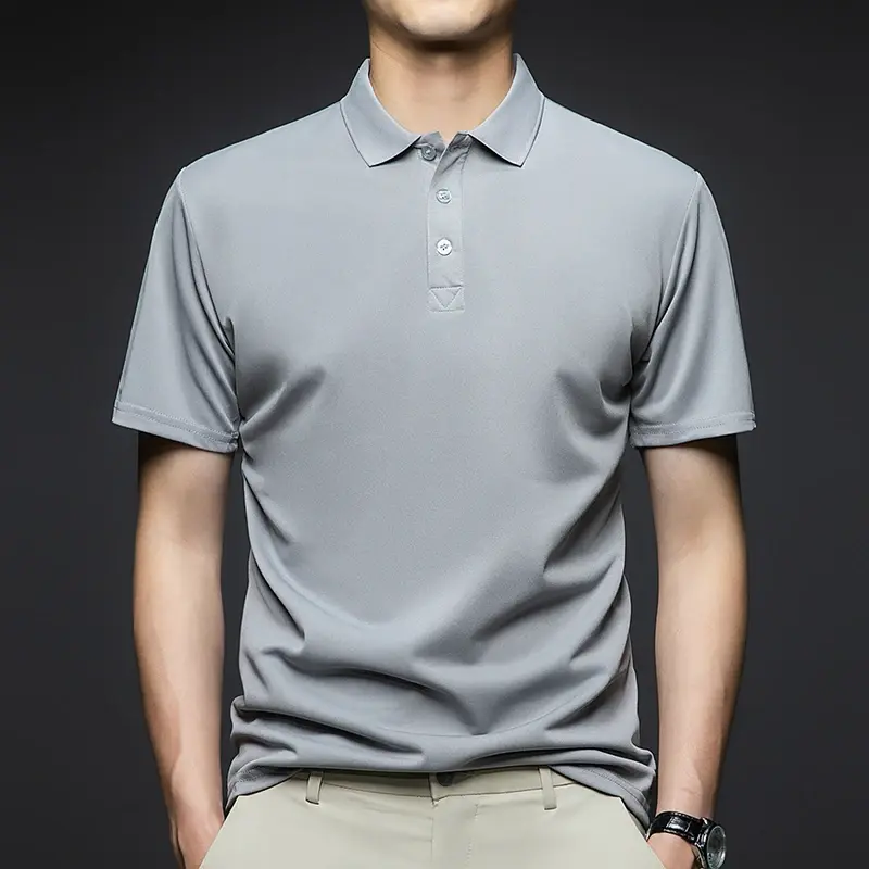 New Men's Fashion Solid Short Sleeved Polo Shirt Summer Breathable Comfortable Top