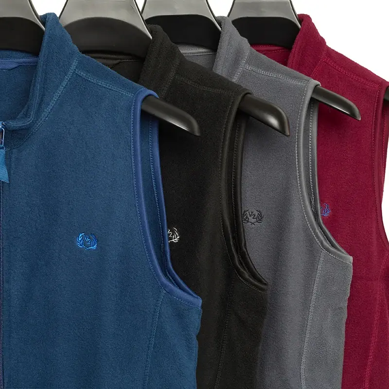 Men's Casual and Fashionable Fleece Embroidered Vest with Plush Jacket