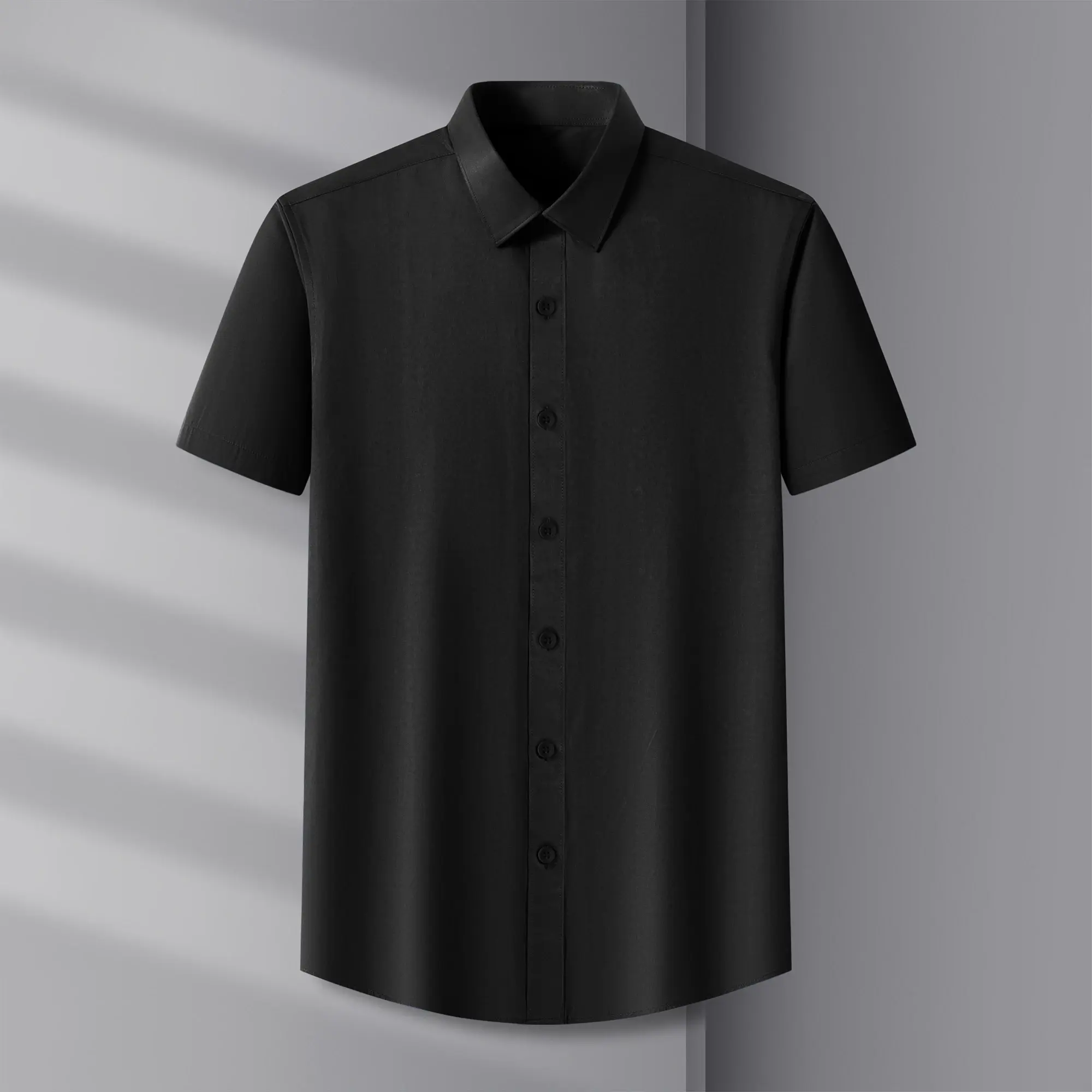 New Men's Business Casual Solid Color Short Sleeved Shirt for Summer Fashion No Ironing Comfortable and Versatile Top