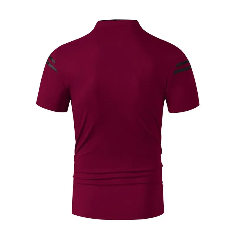 2025 New Men's Casual Fashion Solid Color Short Sleeved Polo Shirt Stand Up Collar Versatile Comfortable Top