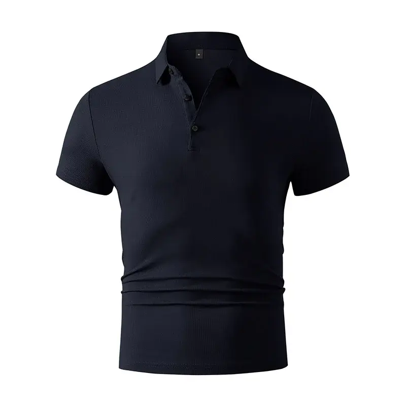 New Men's Business Casual Short Sleeved Shirt Solid Color Polo Shirt Fashionable Breathable Comfortable Versatile Top