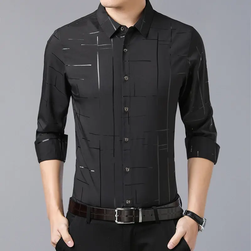 Men's Casual and Fashionable Long Sleeved Printed Shirt, Non Ironing and Wrinkle Resistant Business Top