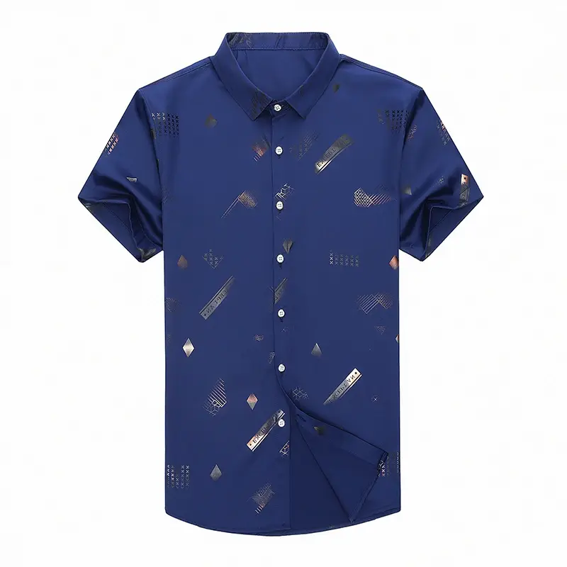 New Men's Business Casual Short Sleeved Printed Shirt with Wrinkle Resistance No Ironing Comfortable All Season Versatile Top