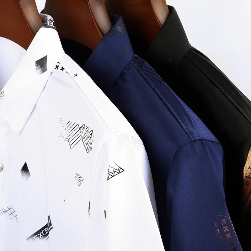 New Men's Business Casual Short Sleeved Printed Shirt with Wrinkle Resistance No Ironing Comfortable All Season Versatile Top