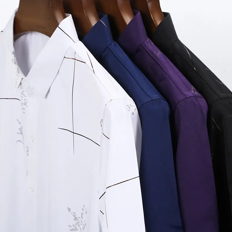 New Men's Business Casual Short Sleeved Printed Shirt with Wrinkle Resistance No Ironing Comfortable All Season Versatile Top