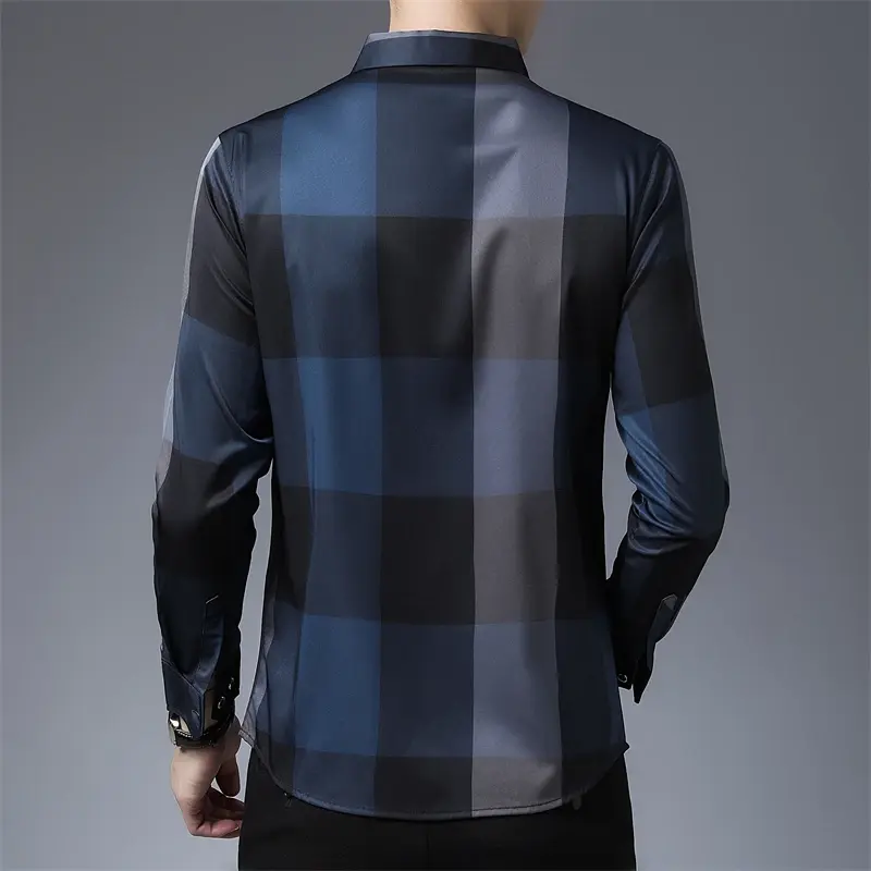New Men's Casual and Fashionable Long Sleeved Shirt with Printed Anti Wrinkle Business Shirt