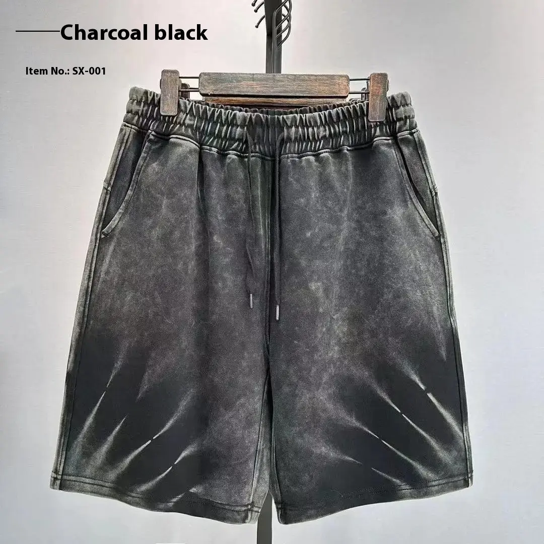 2025 Men's Casual Worn-out Washed Shorts for Spring and Summer Loose Vertical Stripe Fashion Street Wear Outdoor Breathable Leaf