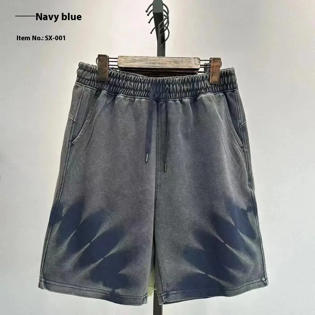2025 Men's Casual Worn-out Washed Shorts for Spring and Summer Loose Vertical Stripe Fashion Street Wear Outdoor Breathable Leaf