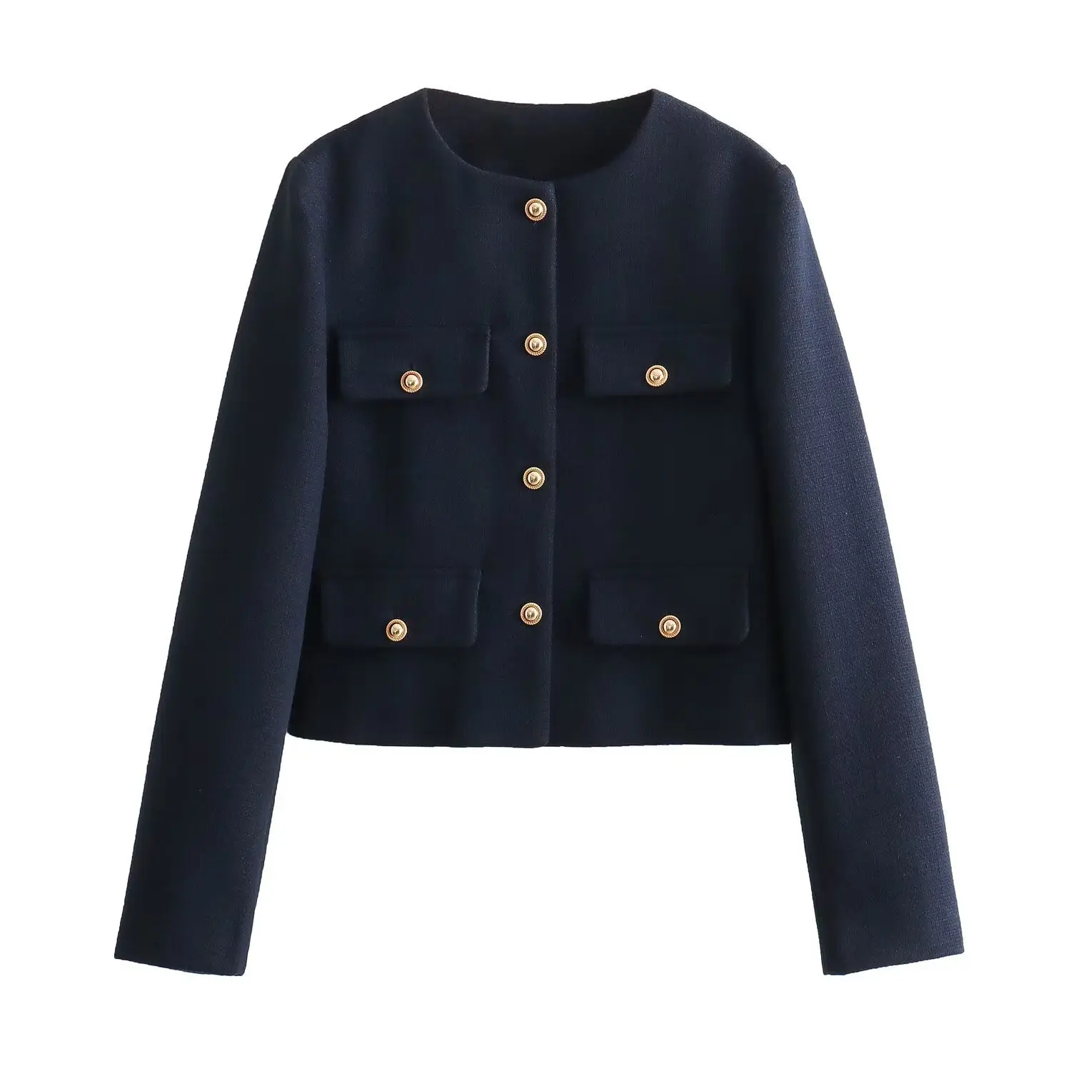 2025 Spring and Autumn New Women's Wear Slim Fit Round Neck Elegant Commuting Fashion Women's Small Fragrant Style Short Coat