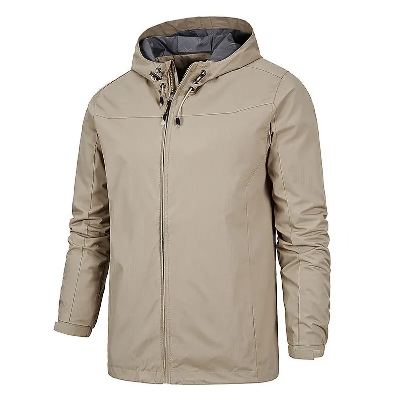 Spring and Autumn New Fashionable Men's Windproof and Waterproof Cardigan Hooded Zipper Jacket Outdoor Casual Sportswear