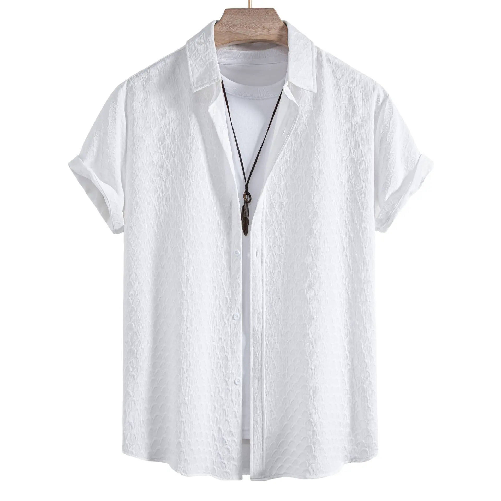 2025 Summer Men Cotton Linen Shirt Set Short Sleeve Ethnic Print Tribal Pattern 2 Piece Resort Vacation Outfit Breathable Mens