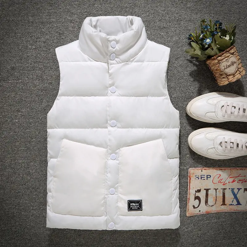 2025 Men's Cotton Padded Sleeveless Vest Jacket Autumn Winter Fashion Thick Standing Collar Waistcoat for Men Warm Layering