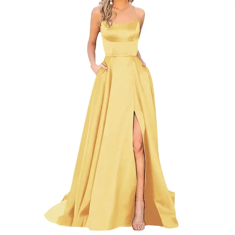 2025 Solid Color European and American Style Bridesmaid Dress Long Dress Slimming and Elegant Off Shoulder Fashionable Dress
